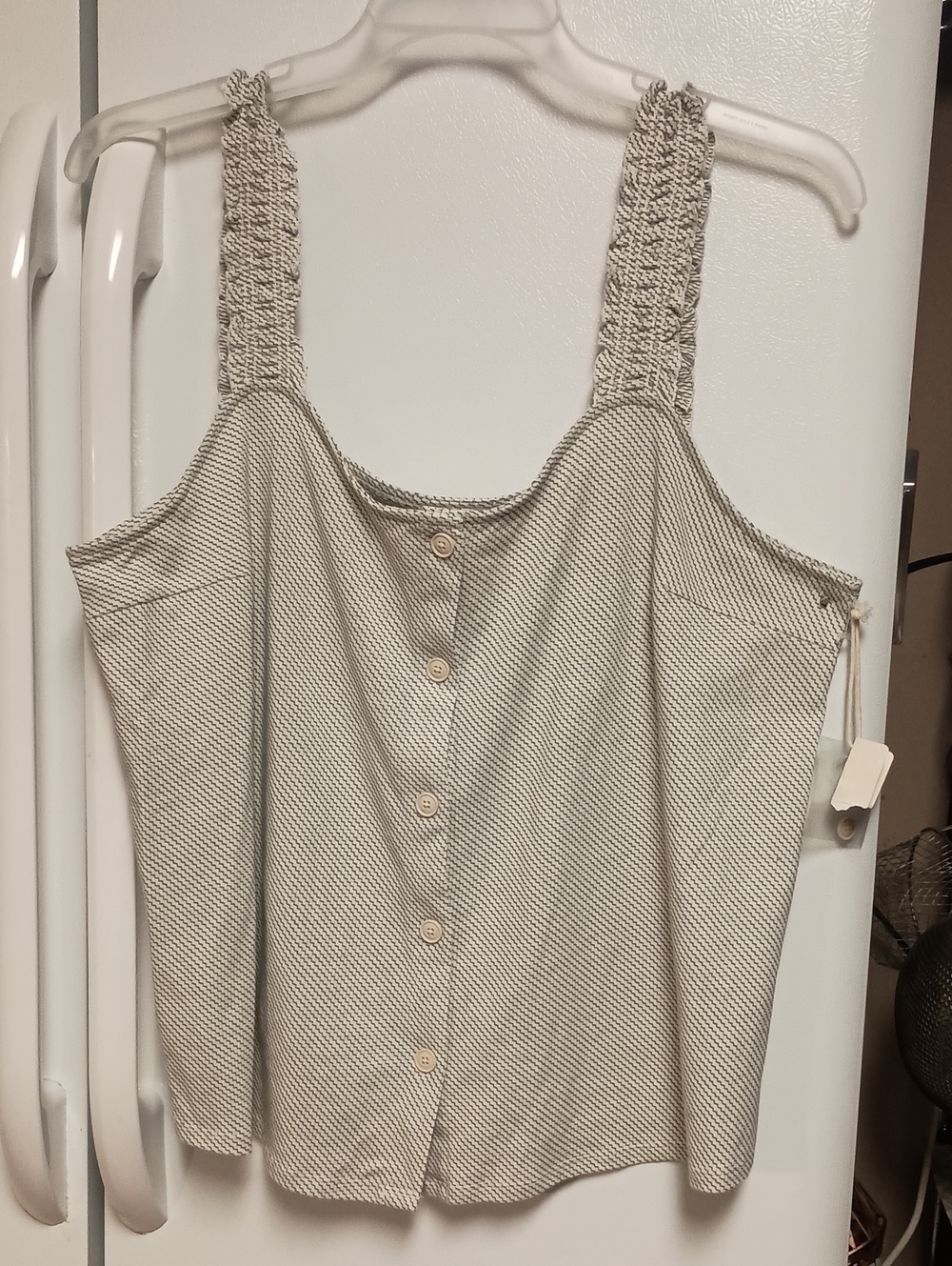 a.n.a Cream Striped Button-Front Tank with Straps. Women's Size XXL